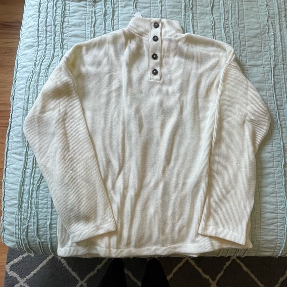 Madewell Mock Neck Button Back Top. Size S. Cream. - Picture 3 of 3